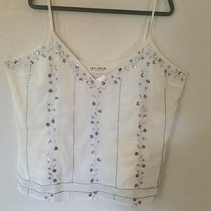 Tank top embellished with flowers - off white